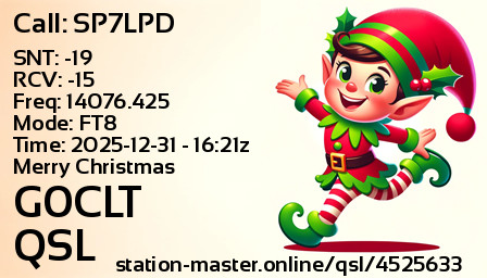 QSL Card for G0CLT QSO with SP7LPD