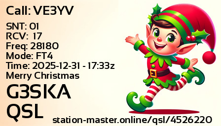QSL Card for G3SKA QSO with VE3YV