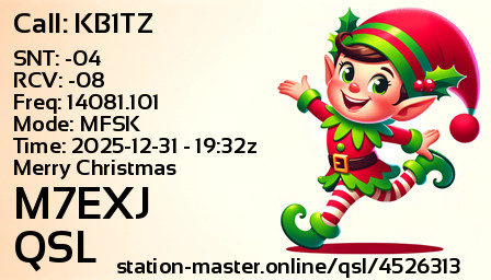 QSL Card for M7EXJ QSO with KB1TZ