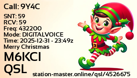 QSL Card for M6KCI QSO with 9Y4C