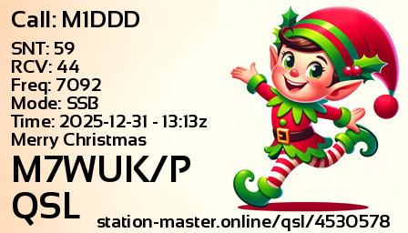 QSL Card for M7WUK/P QSO with M1DDD