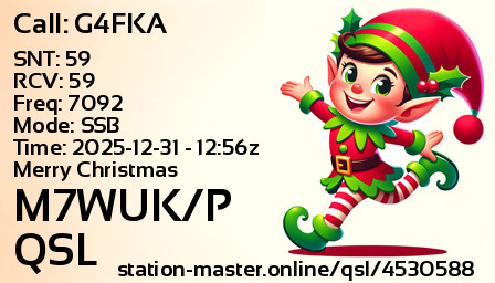 QSL Card for M7WUK/P QSO with G4FKA
