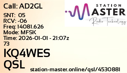 QSL Card for KQ4WES QSO with AD2GL