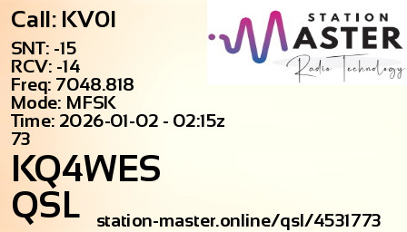 QSL Card for KQ4WES QSO with KV0I