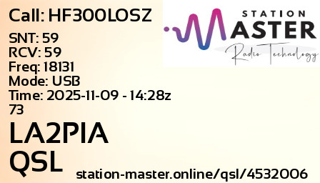 QSL Card for LA2PIA QSO with HF300LOSZ