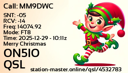 QSL Card for ON5IO QSO with MM9DWC