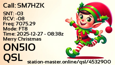 QSL Card for ON5IO QSO with SM7HZK