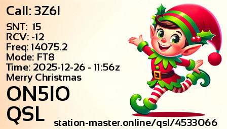 QSL Card for ON5IO QSO with 3Z6I