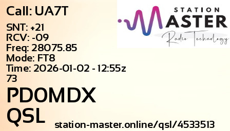 QSL Card for PD0MDX QSO with UA7T