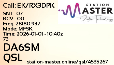 QSL Card for DA6SM QSO with EK/RX3DPK