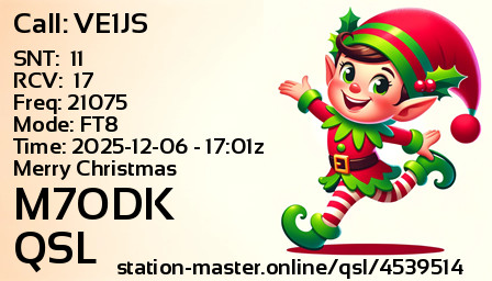 QSL Card for M7ODK QSO with VE1JS