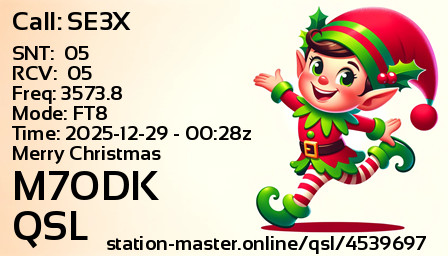 QSL Card for M7ODK QSO with SE3X