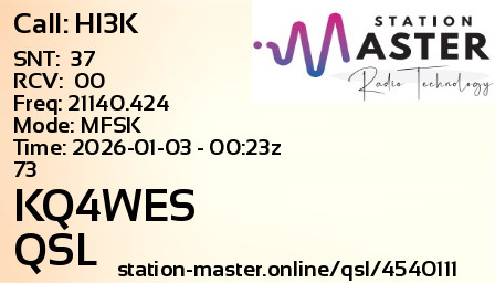 QSL Card for KQ4WES QSO with HI3K