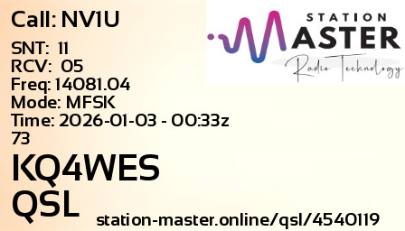 QSL Card for KQ4WES QSO with NV1U