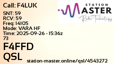 QSL Card for F4FFD QSO with F4LUK