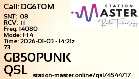 QSL Card for GB50PUNK QSO with DG6TOM