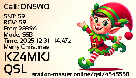 QSL Card for KZ4MKJ QSO with ON5WO