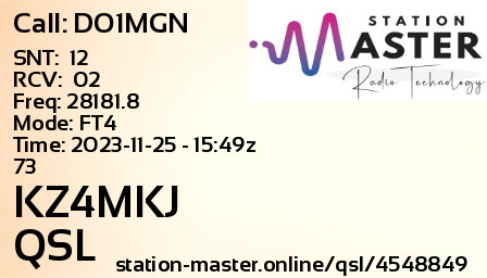 QSL Card for KZ4MKJ QSO with DO1MGN