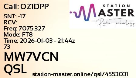 QSL Card for MW7VCN QSO with OZ1DPP