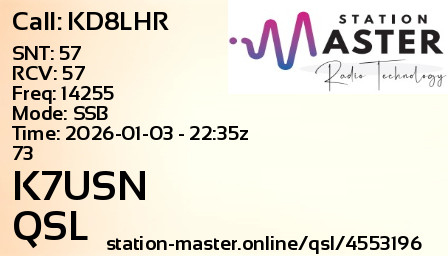 QSL Card for K7USN QSO with KD8LHR