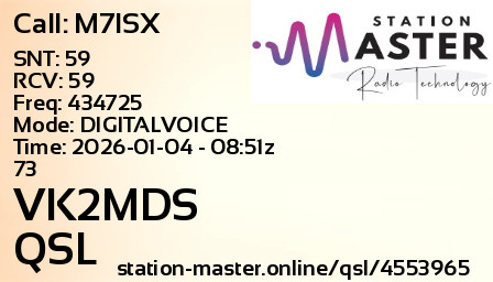 QSL Card for VK2MDS QSO with M7ISX