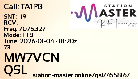 QSL Card for MW7VCN QSO with TA1PB