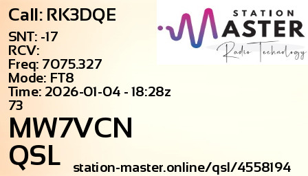QSL Card for MW7VCN QSO with RK3DQE