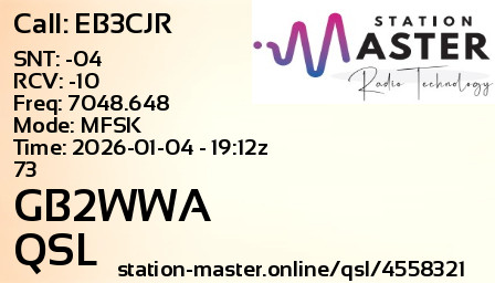 QSL Card for GB2WWA QSO with EB3CJR