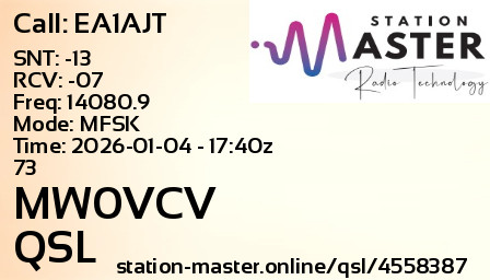 QSL Card for MW0VCV QSO with EA1AJT
