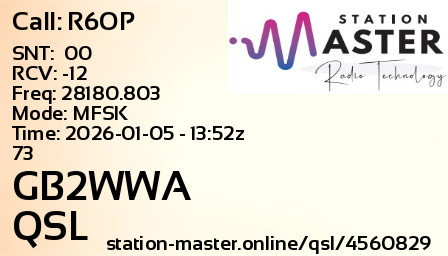 QSL Card for GB2WWA QSO with R6OP