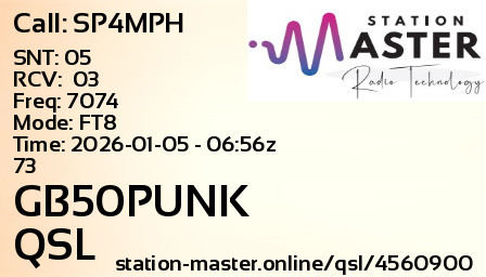 QSL Card for GB50PUNK QSO with SP4MPH