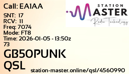 QSL Card for GB50PUNK QSO with EA1AA