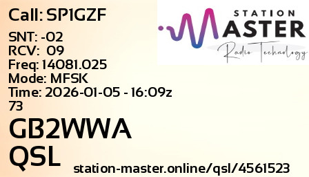 QSL Card for GB2WWA QSO with SP1GZF