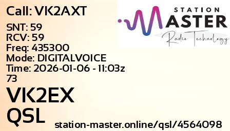 QSL Card for VK2EX QSO with VK2AXT
