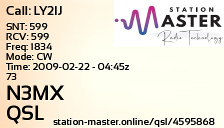 QSL Card for N3MX QSO with LY2IJ