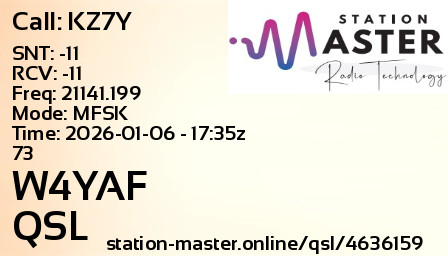 QSL Card for W4YAF QSO with KZ7Y
