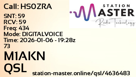 QSL Card for M1AKN QSO with HS0ZRA