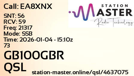 QSL Card for GB100GBR QSO with EA8XNX