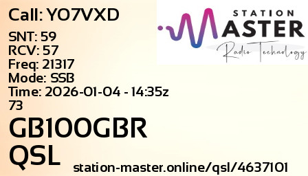 QSL Card for GB100GBR QSO with YO7VXD