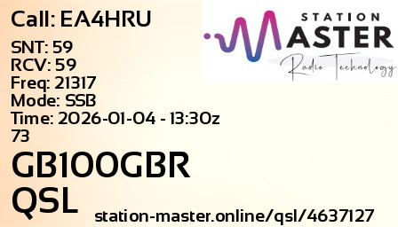 QSL Card for GB100GBR QSO with EA4HRU