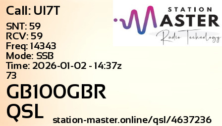 QSL Card for GB100GBR QSO with UI7T