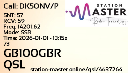 QSL Card for GB100GBR QSO with DK5ONV/P