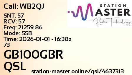 QSL Card for GB100GBR QSO with WB2QJ