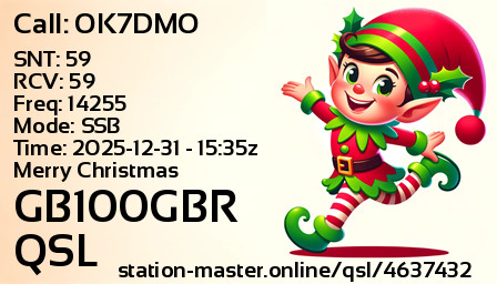 QSL Card for GB100GBR QSO with OK7DMO