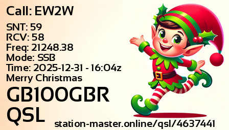 QSL Card for GB100GBR QSO with EW2W
