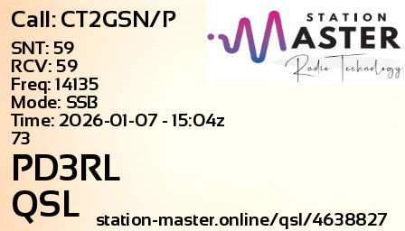 QSL Card for PD3RL QSO with CT2GSN/P