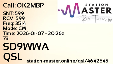 QSL Card for SD9WWA QSO with OK2MBP