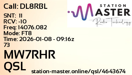 QSL Card for MW7RHR QSO with DL8RBL