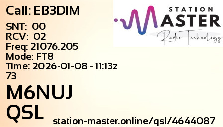 QSL Card for M6NUJ QSO with EB3DIM