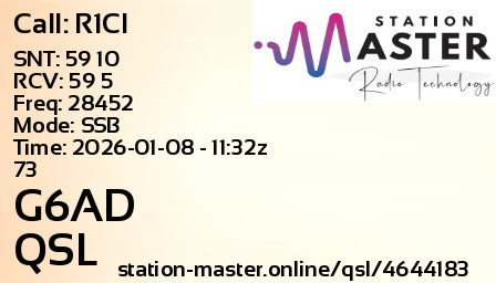 QSL Card for G6AD QSO with R1CI